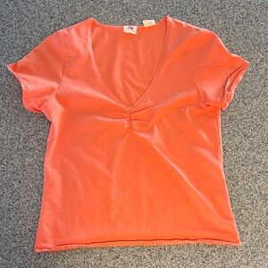Women's Coral V-Neck Top